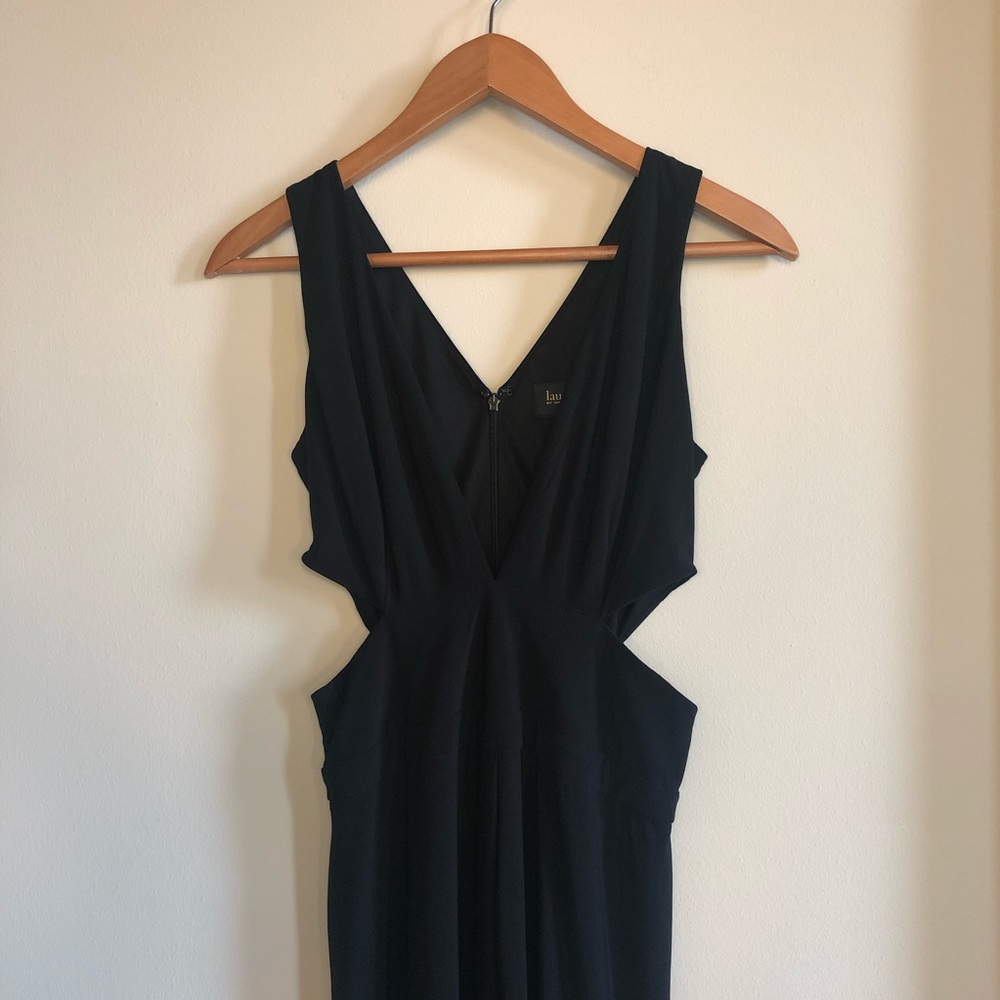 BLACK JUMPSUIT WITH SIDE CUT OUTS